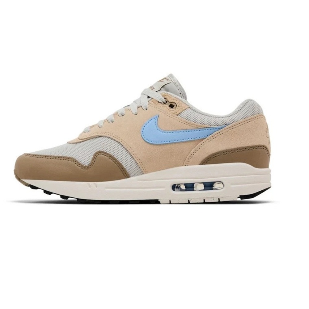Mens Size 10 - Nike Air Max 1 Essential Light Bone Psychic Blue Running Shoes - Picture 3 of 8